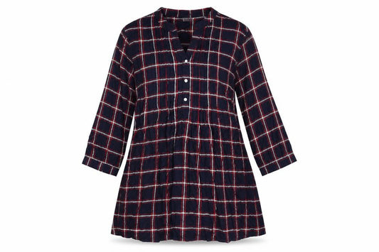 Damart Women’s Multicoloured L Shirt Dress 3/4 Sleeve Check Viscose