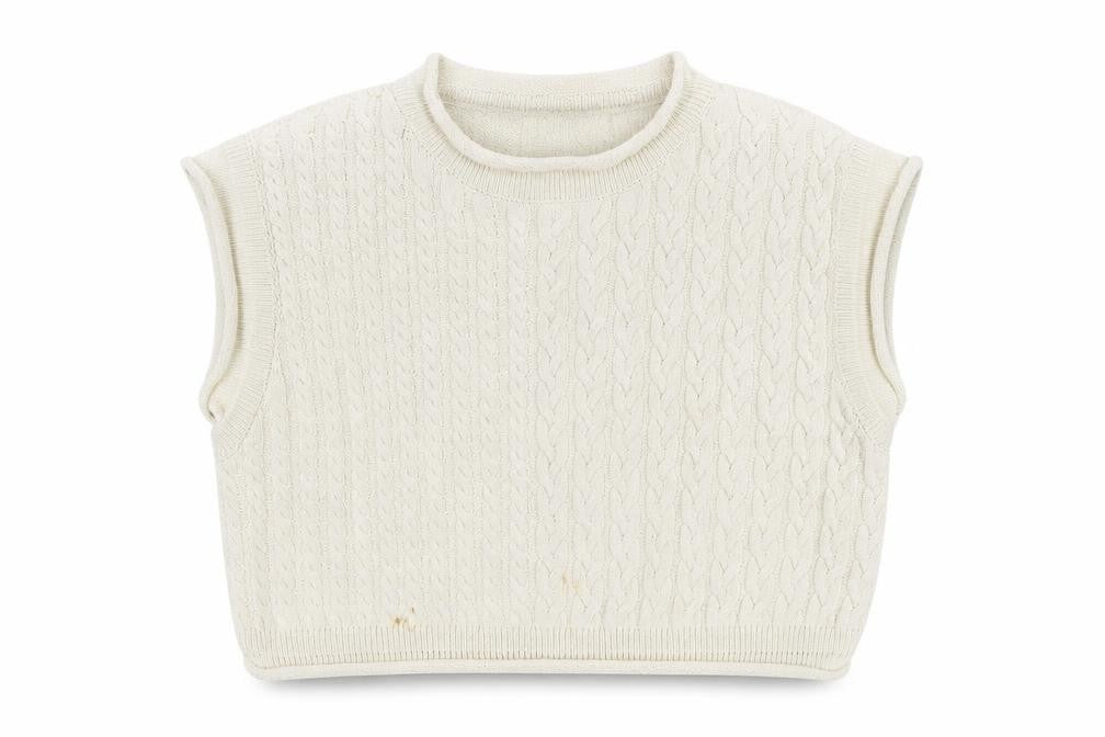Zara Women’s Ivory Cable-Knit Sleeveless Vest Jumper Size 12