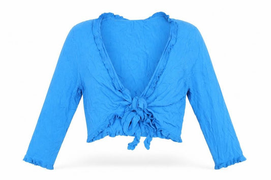 Country Casuals Women’s Blue Wrap Cardigan XL V-Neck Long Sleeve Ruffle Knit
