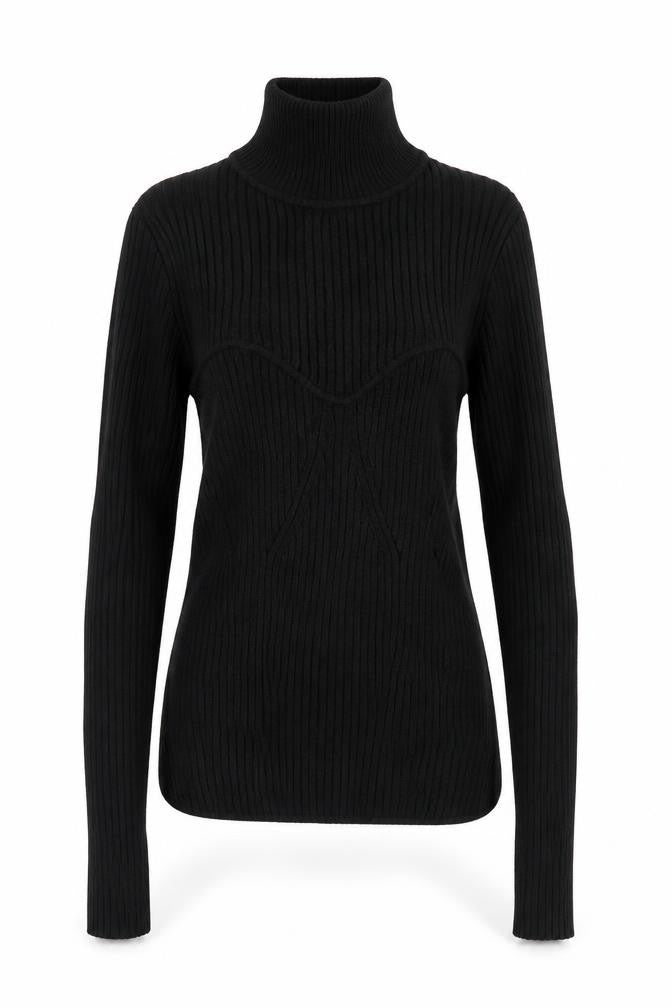 ZARA Womens Black Roll Neck Slim Fit Pullover Jumper Size 8