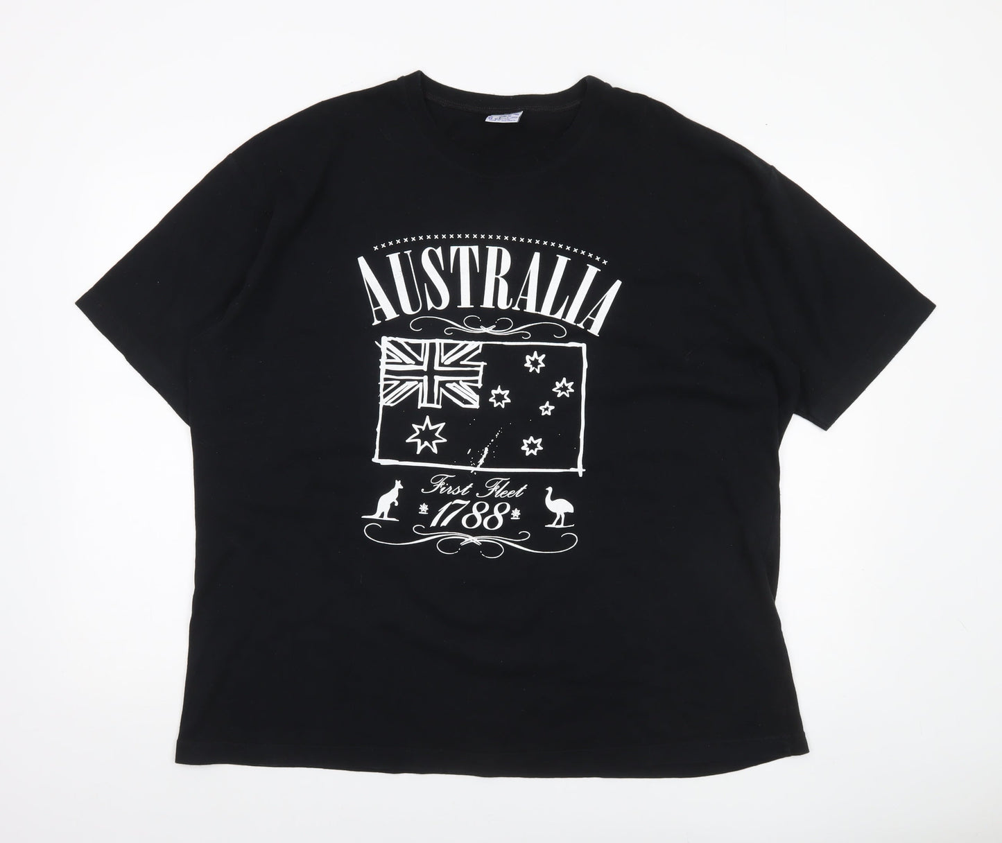 Australian Grown Men's XL Black Cotton Australia Patriotic Graphic T-Shirt