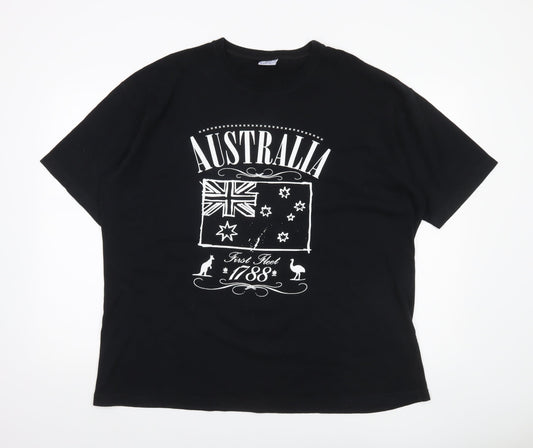 Australian Grown Men's XL Black Cotton Australia Patriotic Graphic T-Shirt