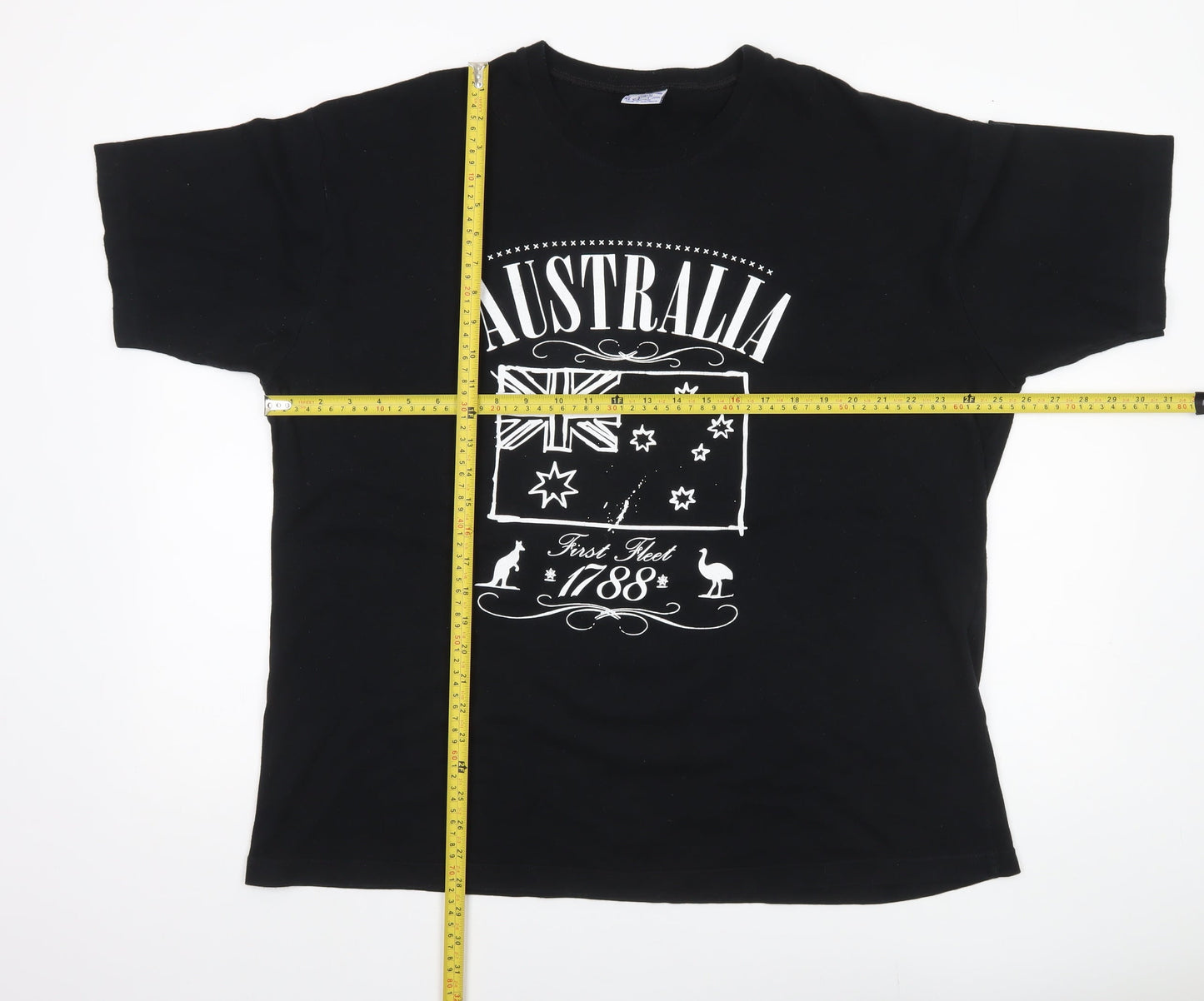 Australian Grown Men's XL Black Cotton Australia Patriotic Graphic T-Shirt