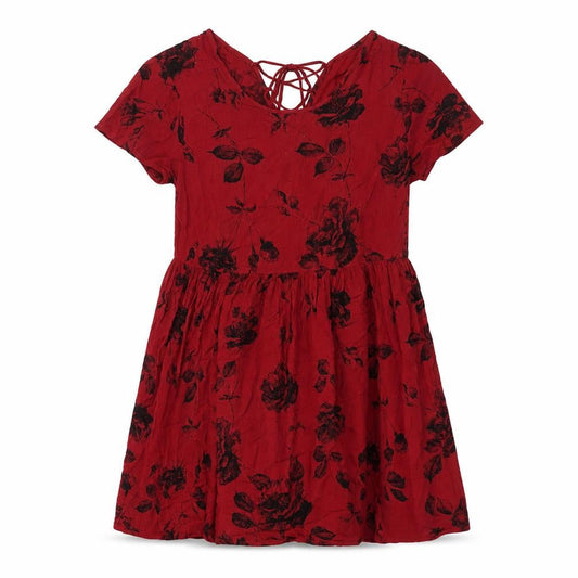 Pins & Needles Women’s Red Floral Skater Dress Size M Short Sleeve