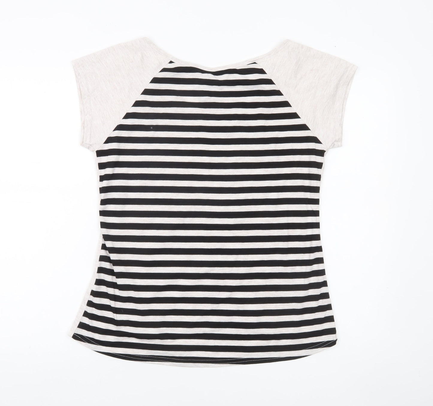 Blind Date Women’s Beige Stripe Dog Print Casual T-Shirt L