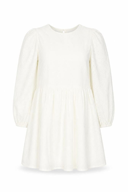 Front view of In The Style women’s white cotton a-line dress, size UK 14
