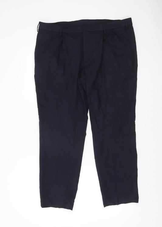 Marks and Spencer Autograph Men's Navy 38S Dress Trousers Regular Fit