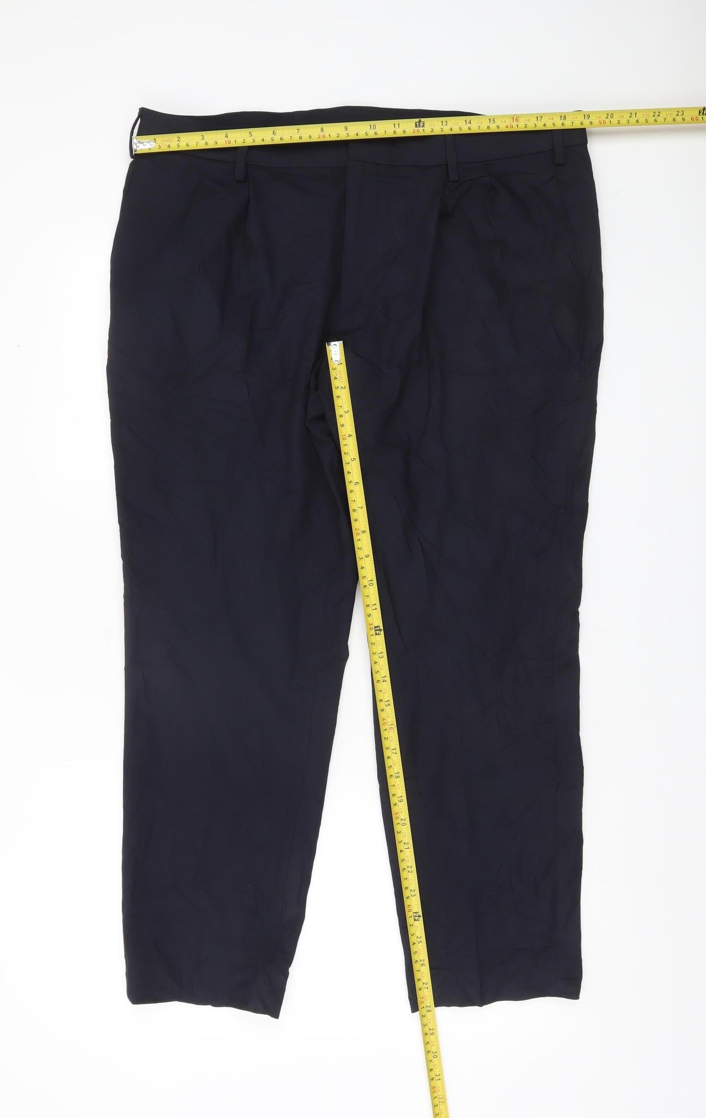 Marks and Spencer Autograph Men's Navy 38S Dress Trousers Regular Fit