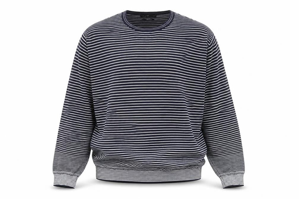 Marks & Spencer Men’s Blue XL Striped Cotton Pullover Jumper