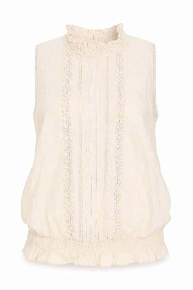 Oasis Womens Beige High Neck Sleeveless Blouse UK 14