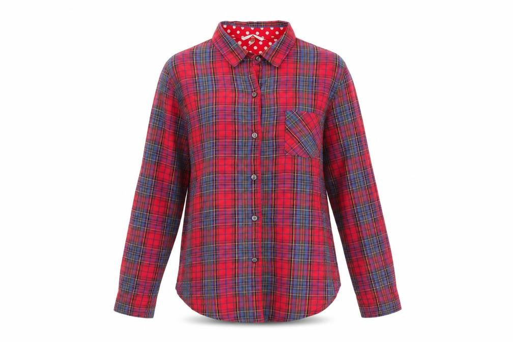 Victoria's Secret Women's Red Plaid Cotton Button-Up Shirt Size M