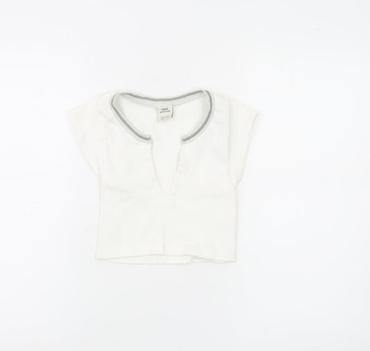 Urban Outfitters Women’s White XS Cropped Henley T-Shirt