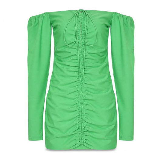 Mistress Rocks Women’s Green XS Bodycon Off Shoulder Ruched Dress