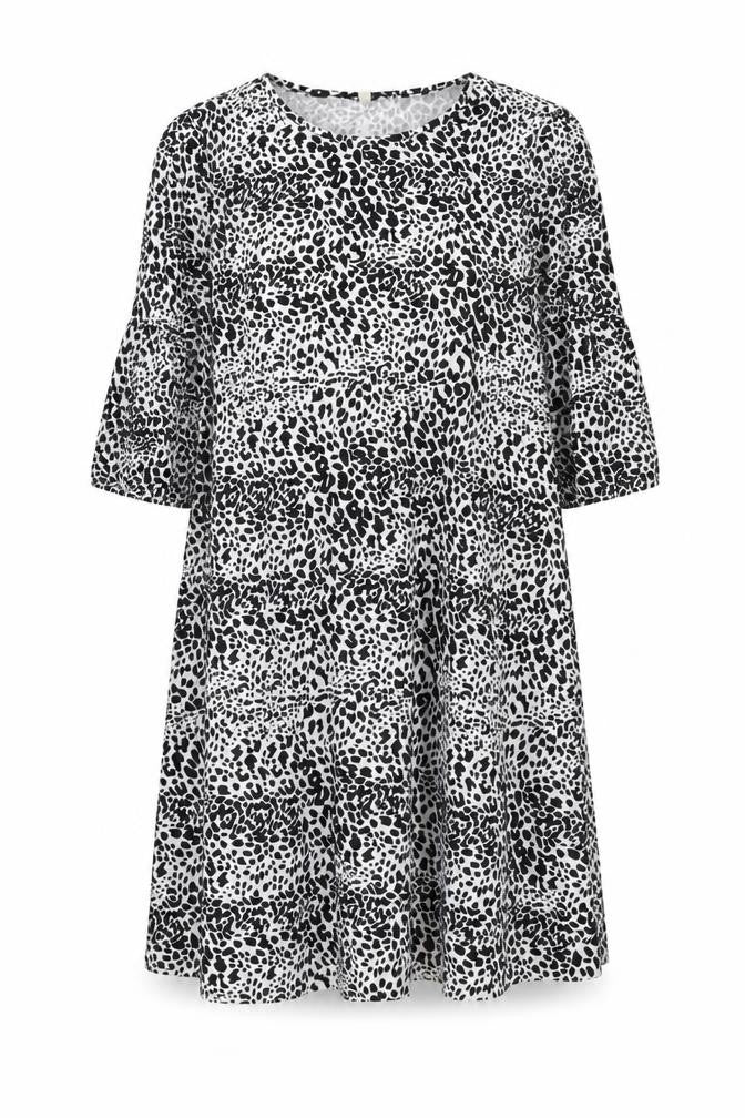 Stradivarius Women’s Black Animal Print A-Line Dress Size 10