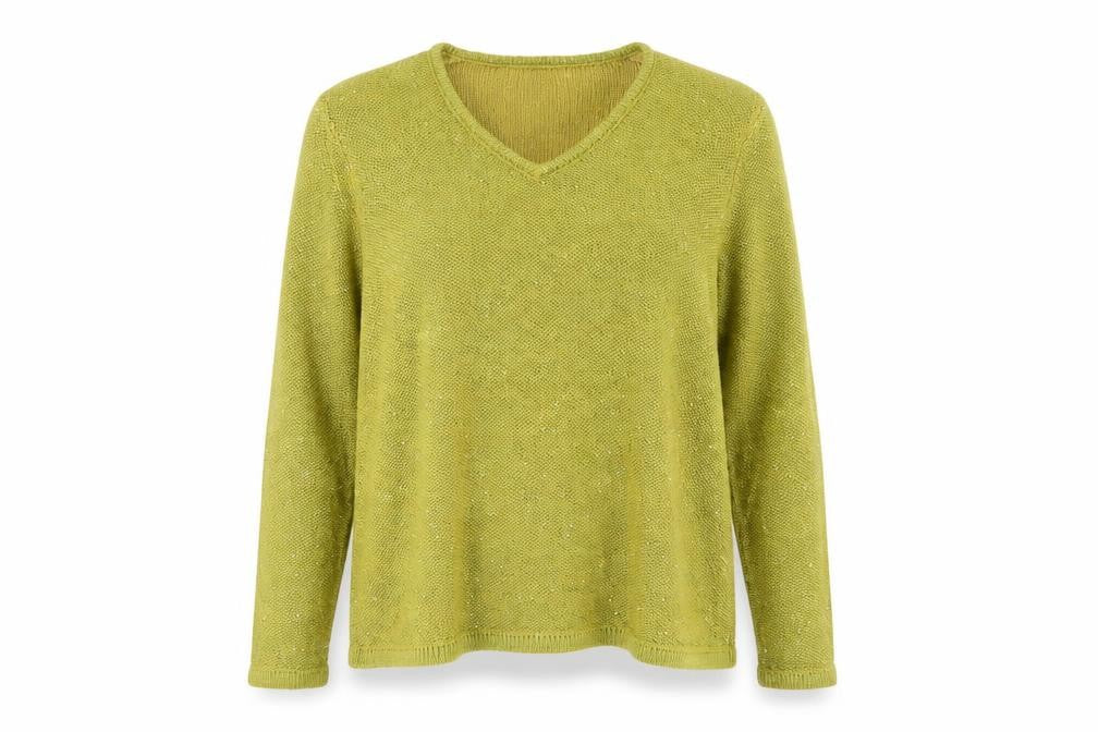 Marks & Spencer Womens Green Sequin V-Neck Jumper Size 14