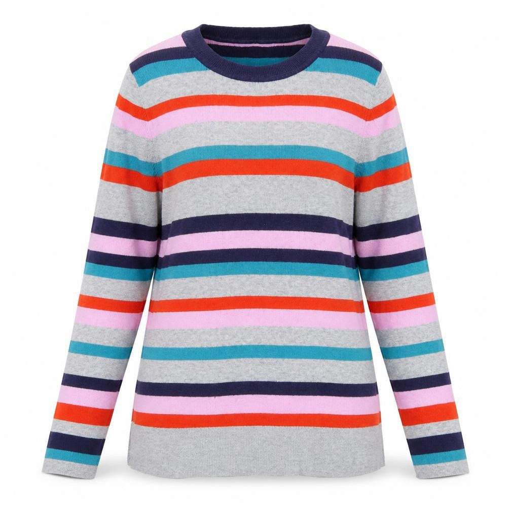 Oasis Women’s Multicoloured Striped Crew Neck Cotton Jumper XS