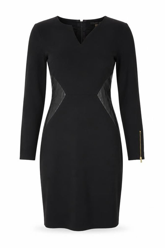 Banana Republic Women’s Black Sheath Dress Size 2 Long Sleeve V-Neck