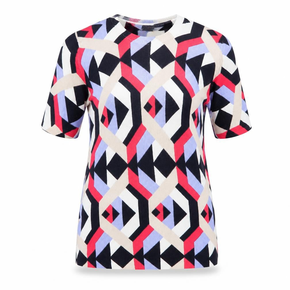 Marks & Spencer Womens Multicoloured Geometric Jumper UK 10 Short Sleeve