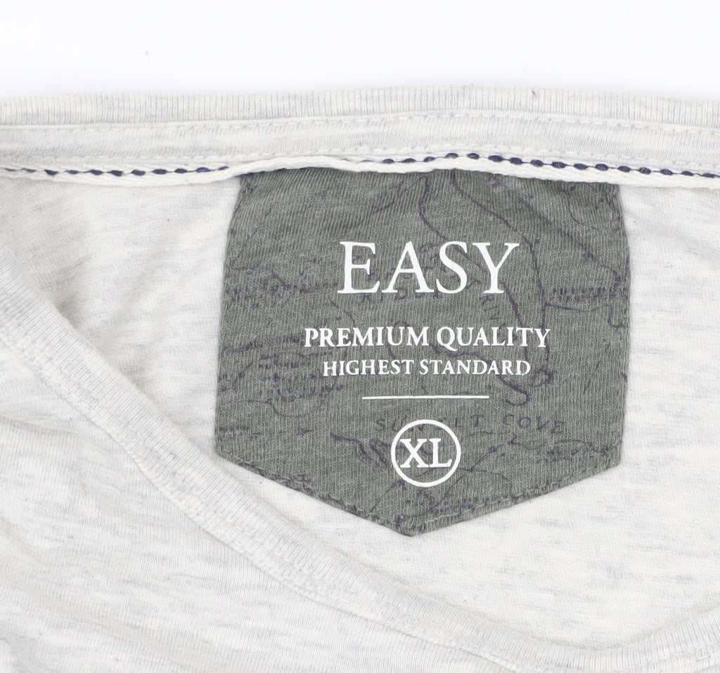 Easy Men’s Grey Green Colourblock XL Crew Neck T-Shirt