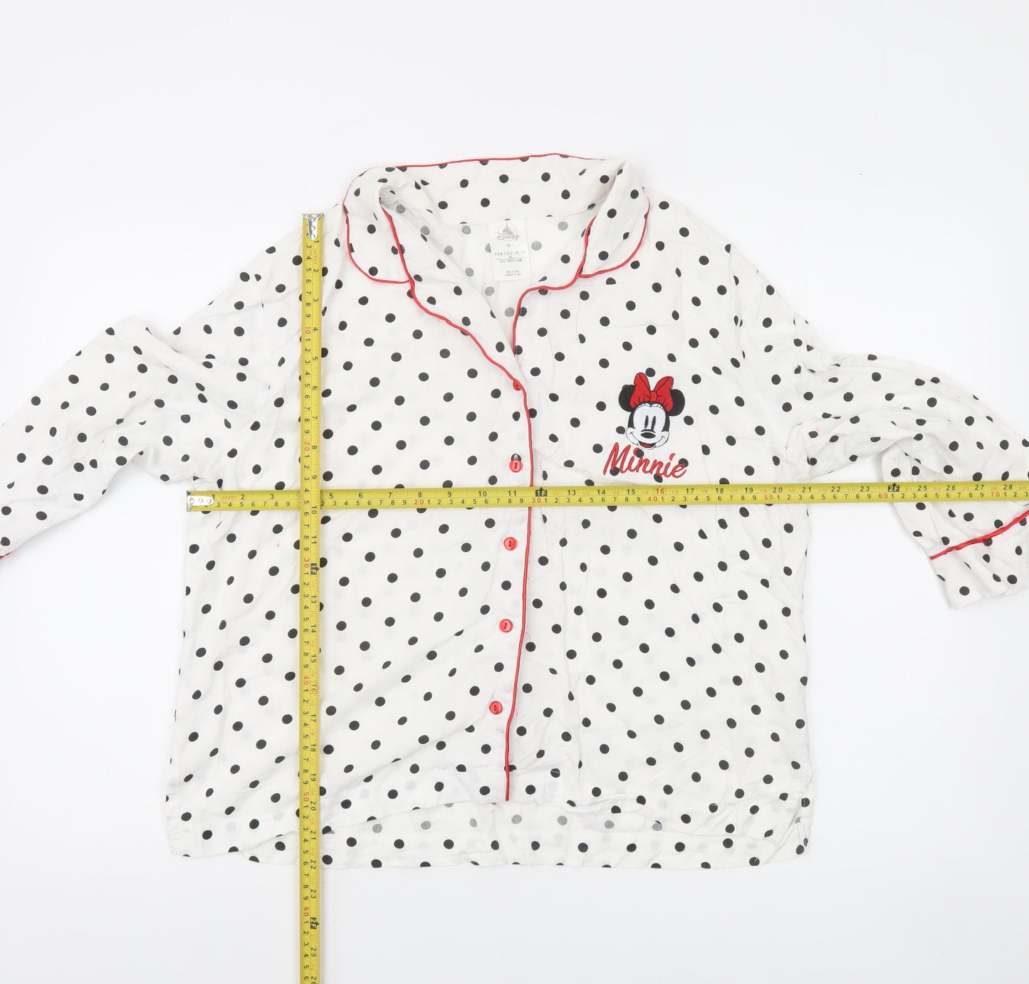 Disney Women’s White Polka Dot Minnie Mouse Pyjama Top XL