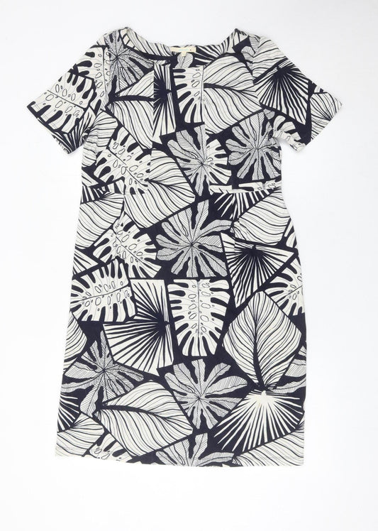White Stuff Women’s Black Leaf Print Shift Dress Size 12