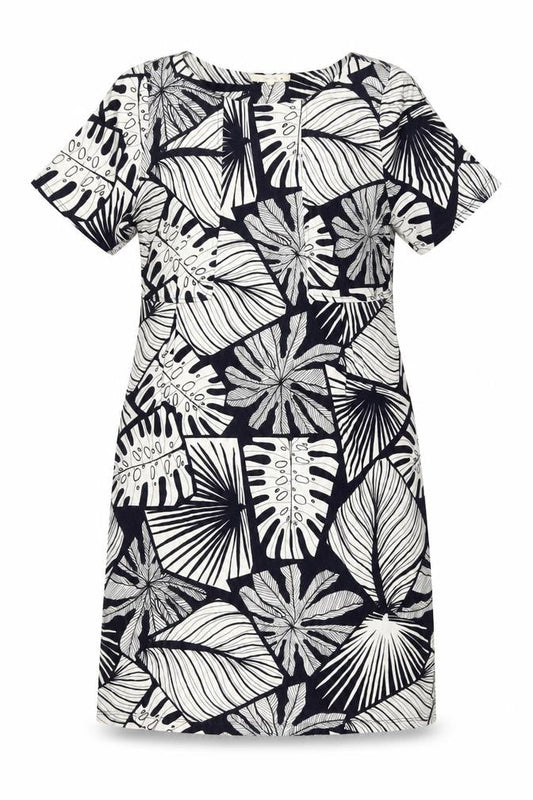 White Stuff Women’s Black Leaf Print Shift Dress Size 12