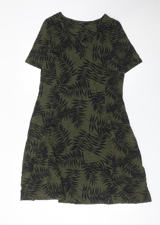 Peacocks Womens Green A-Line Knee Length Dress Size 12