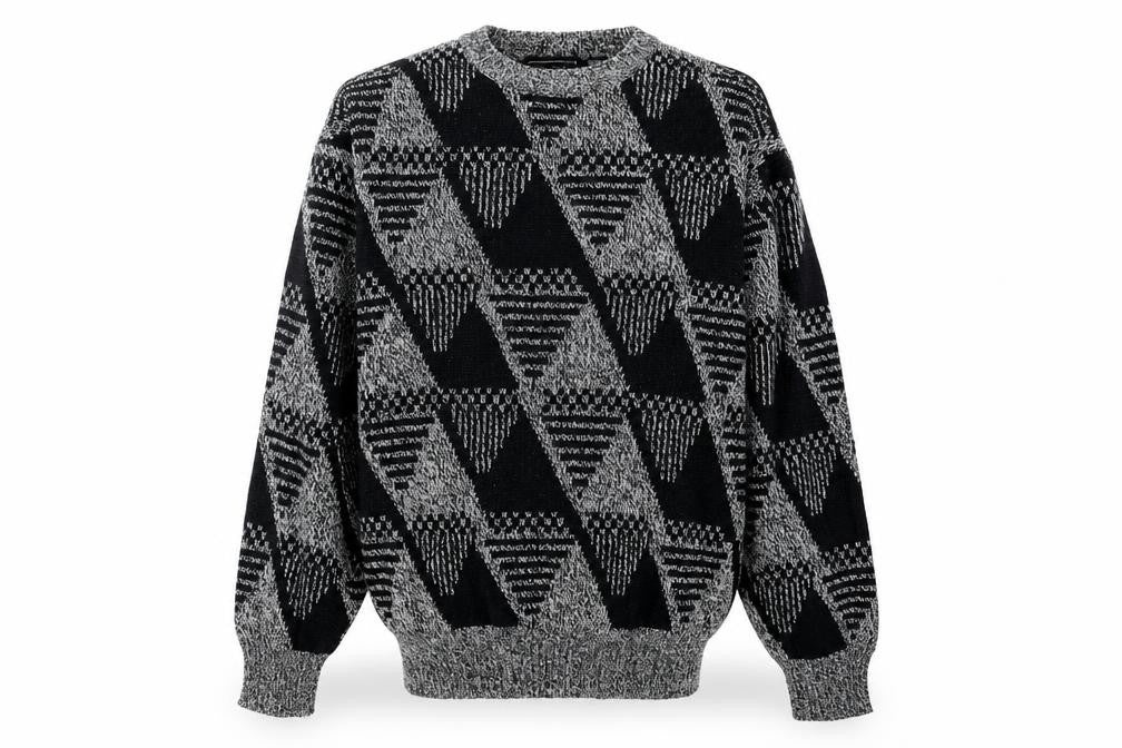 Peter England Men’s Black XL Geometric Wool Blend Jumper