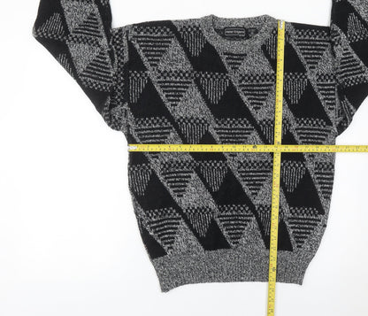 Peter England Men’s Black XL Geometric Wool Blend Jumper