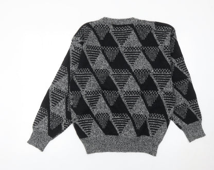 Peter England Men’s Black XL Geometric Wool Blend Jumper