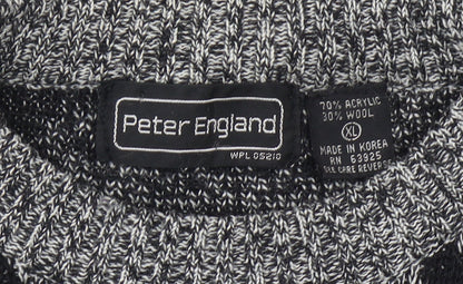 Peter England Men’s Black XL Geometric Wool Blend Jumper