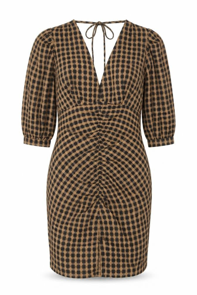 Object Women Brown Black Check Bodycon Dress Size 12