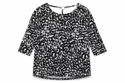 Peacocks Women’s Black Geometric Tunic Blouse Size 14