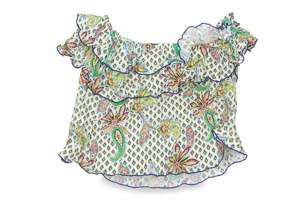 Zara Women’s Multicoloured Floral Ruffle Off-Shoulder Blouse M