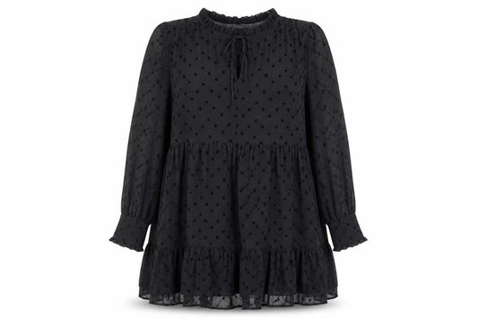 H&M Women’s Black Embroidered Shift Dress Size 8 Long Sleeve