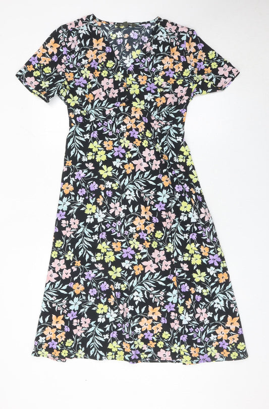 Bonmarché Women’s Multicoloured Floral A-Line Knee Length Dress Size 12