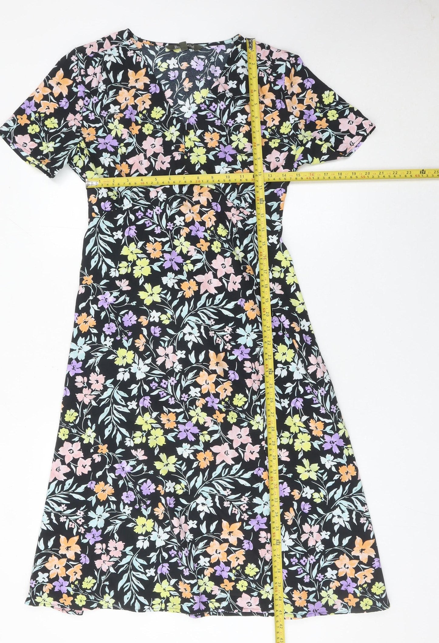 Bonmarché Women’s Multicoloured Floral A-Line Knee Length Dress Size 12