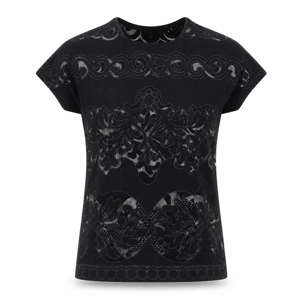 New Look Women’s Black Floral Lace T-Shirt Size 8 Short Sleeve