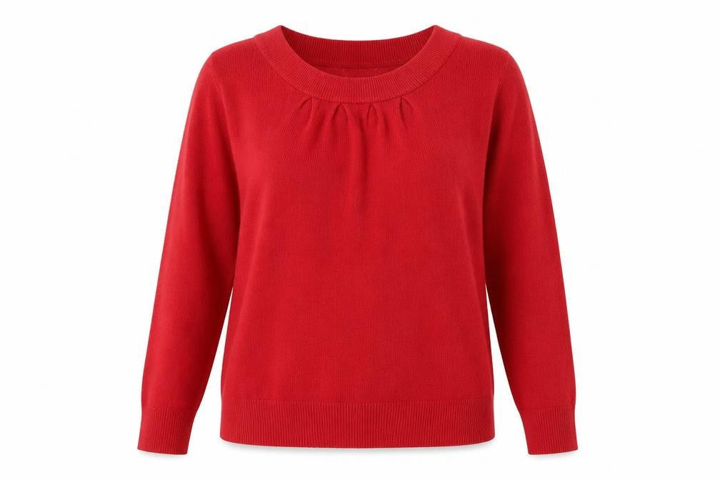 Klass Collection Womens Red XL Pullover Jumper Knit Crew Neck