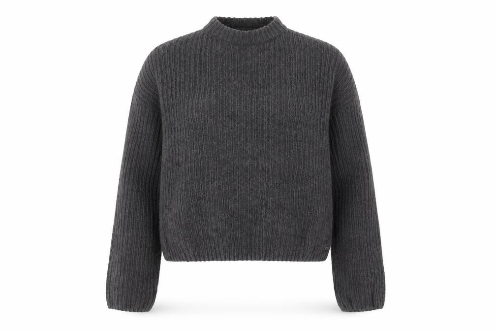 Pull&Bear Women’s Grey Mock Neck Knit Jumper Size 12