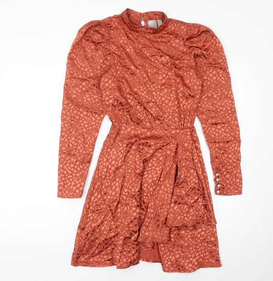 ASOS Women’s Brown Animal Print Short Puff Sleeve Dress Size 4