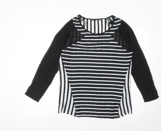 Zara Basic Women’s Black Striped Blouse Size 8 Long Sleeve