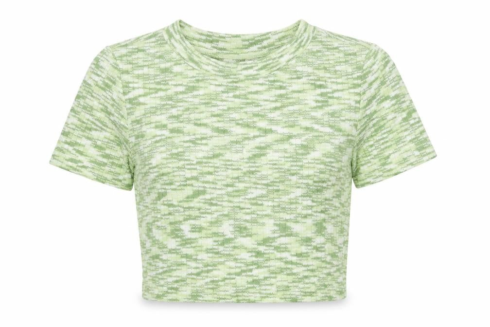 H&M Divided Women’s Green Cropped T-Shirt Size S Slim Fit