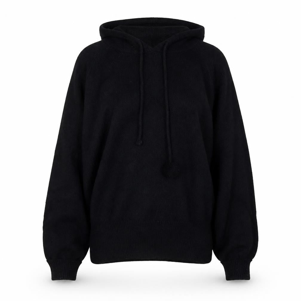 TRF Women’s Black Hooded Pullover Knit Jumper L Long Sleeve