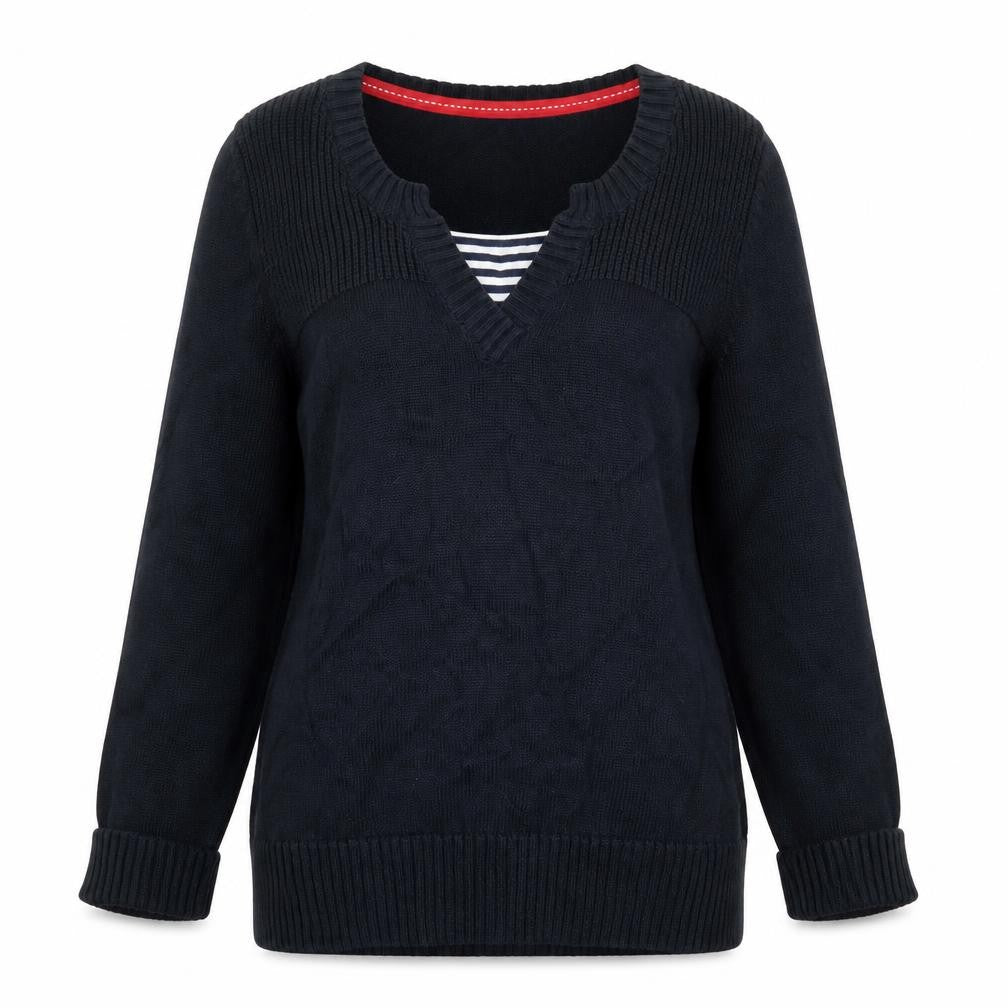 Marks & Spencer Womens Black Cotton V-Neck Jumper Size 12