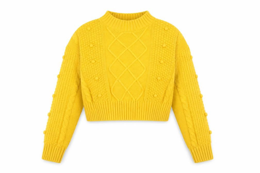 Matalan Girls Yellow Cable Knit Pullover Jumper Age 12 Years Mock Neck
