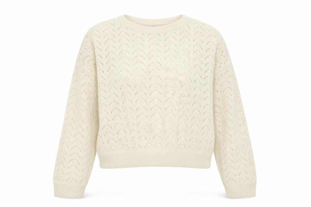 DIVIDED Womens Ivory Open-Knit Pullover Jumper Size 16