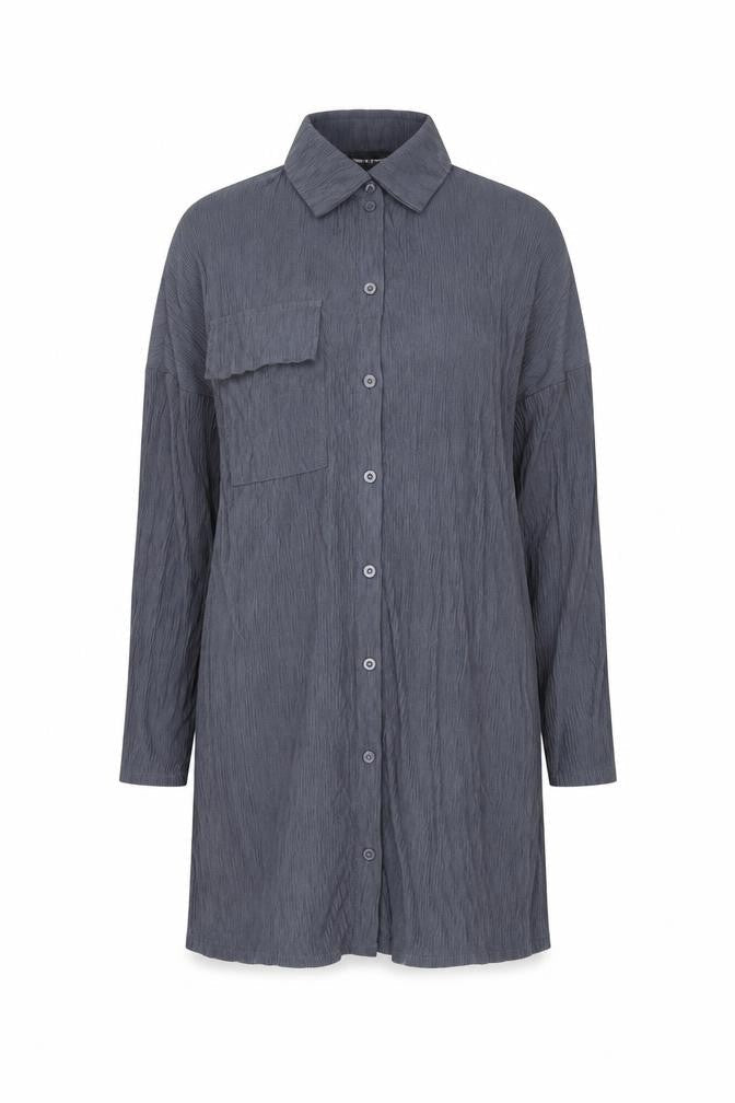 PRETTYLITTLETHING Women’s Grey Shirt Dress UK 8 Long Sleeve Polyester