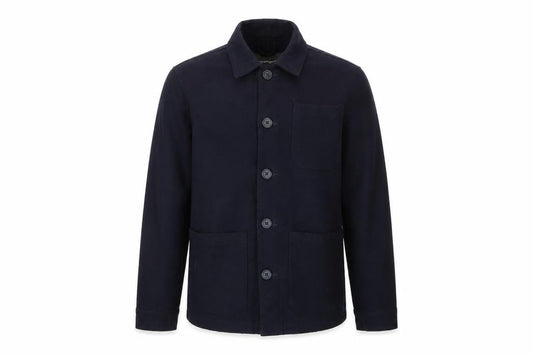 Front view of French Connection Men’s Black 36 Basic Jacket Button Up Workwear Style