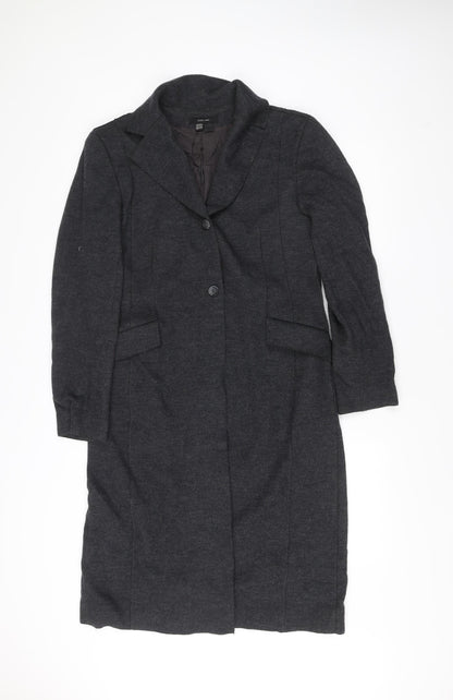 Preloved Zara Grey Long Overcoat Unisex Adults Size 38 Buttoned - Front